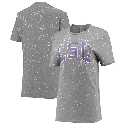 Women's Gameday Couture Gray LSU Tigers Bleached Splash-Dye T-Shirt