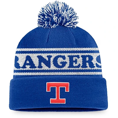 Men's Fanatics Royal/White Texas Rangers Sport Resort Cuffed Knit Hat with Pom