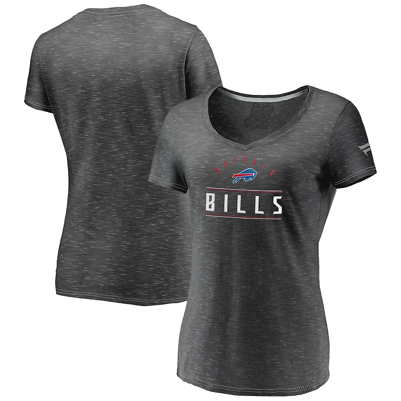 Women's Fanatics Charcoal Buffalo Bills League Leader Space Dye V-Neck T-Shirt
