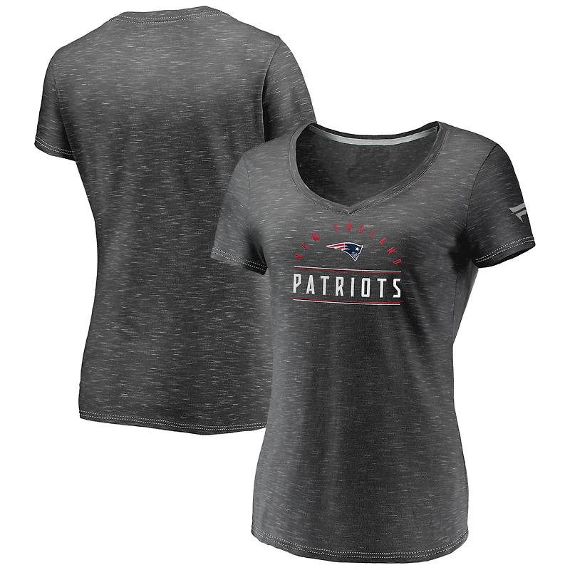 Women's Fanatics Charcoal New England Patriots League Leader Space Dye V-Neck T-Shirt