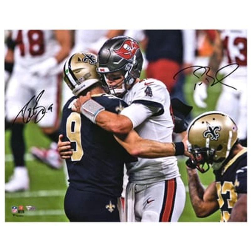 Tom Brady & Drew Brees Autographed 16" x 20" Postgame Handshake Photograph