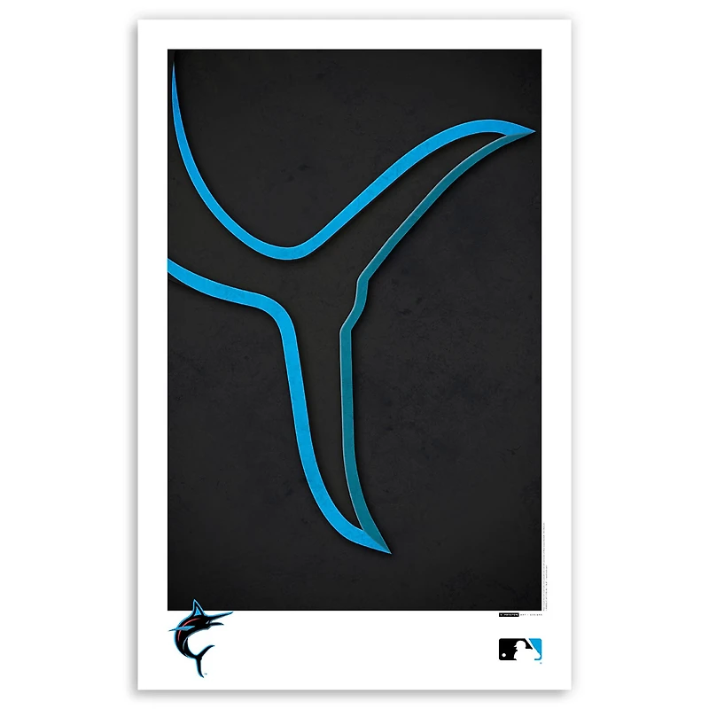 Miami Marlins 11'' x 17'' Minimalist Team Logo Art Poster