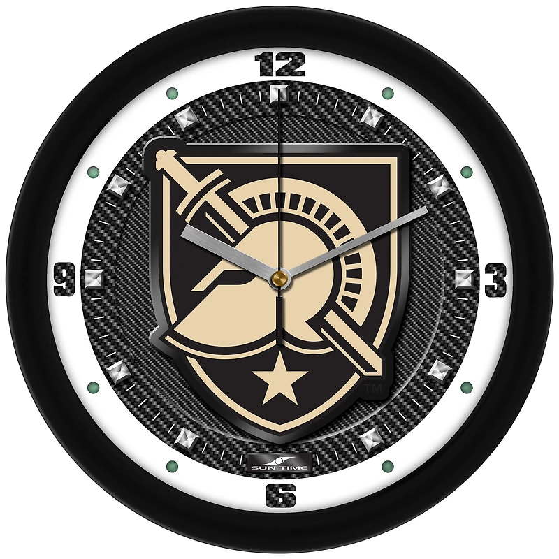 Army Black Knights 11.5'' Suntime Premium Glass Face Carbon Fiber Wall Clock