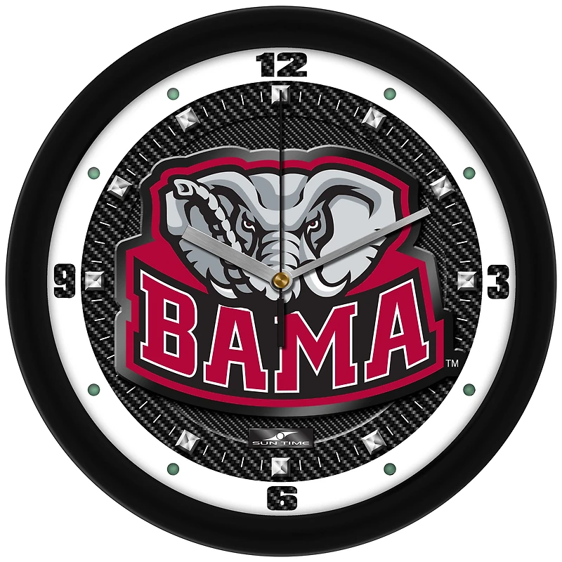Alabama Crimson Tide 11.5'' Suntime Premium Glass Face Carbon Fiber Wall Clock