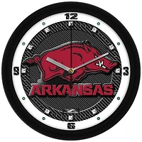 Arkansas Razorbacks 11.5'' Suntime Premium Glass Face Carbon Fiber Wall Clock