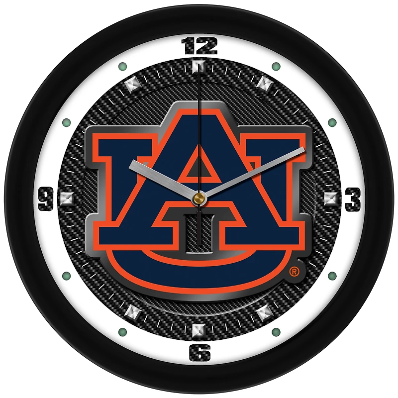Auburn Tigers 11.5'' Suntime Premium Glass Face Carbon Fiber Wall Clock
