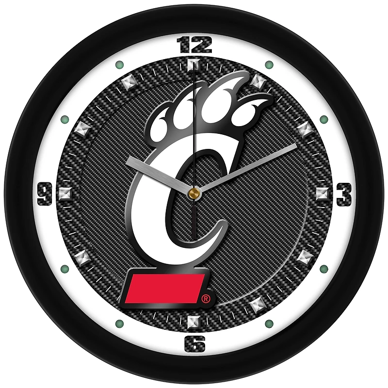 Cincinnati Bearcats 11.5'' Suntime Premium Glass Face Carbon Fiber Wall Clock