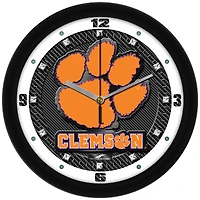 Clemson Tigers 11.5'' Suntime Premium Glass Face Carbon Fiber Wall Clock