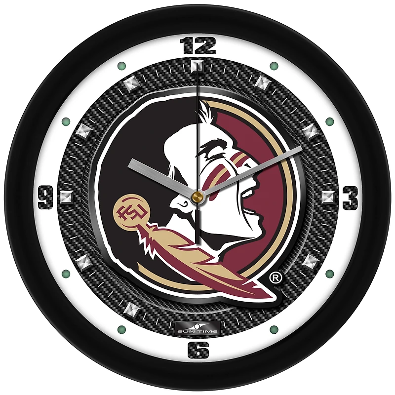 Florida State Seminoles 11.5'' Suntime Premium Glass Face Carbon Fiber Wall Clock