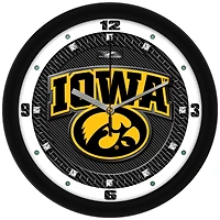 Iowa Hawkeyes 11.5'' Suntime Premium Glass Face Carbon Fiber Wall Clock