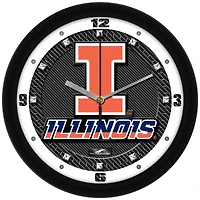 Illinois Fighting Illini 11.5'' Suntime Premium Glass Face Carbon Fiber Wall Clock