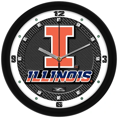 Illinois Fighting Illini 11.5'' Suntime Premium Glass Face Carbon Fiber Wall Clock