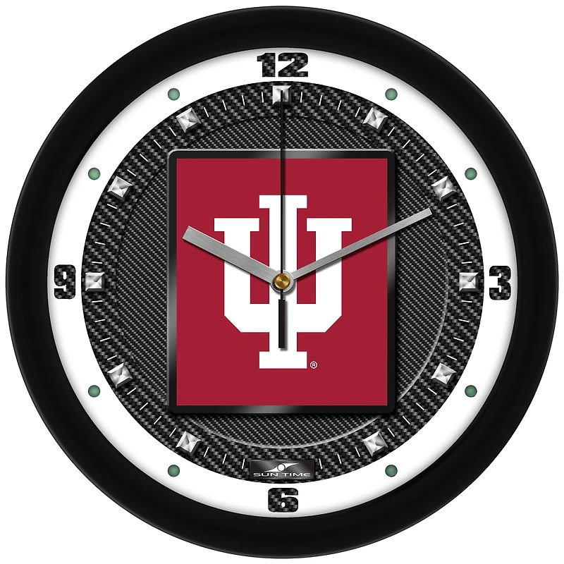 Indiana Hoosiers 11.5'' Suntime Premium Glass Face Carbon Fiber Wall Clock