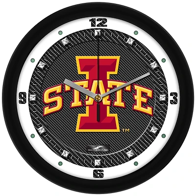 Iowa State Cyclones 11.5'' Suntime Premium Glass Face Carbon Fiber Wall Clock