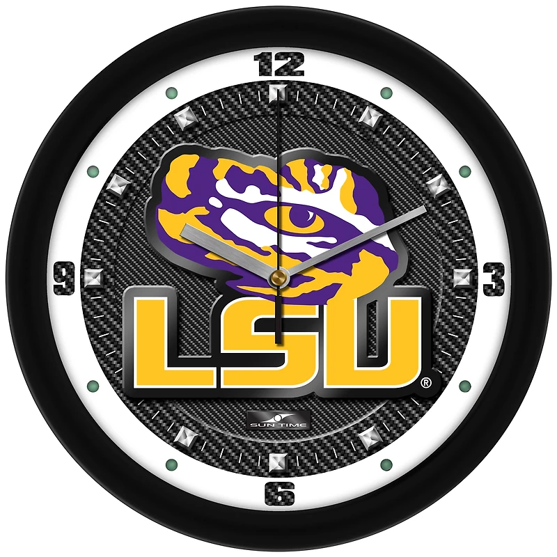 LSU Tigers 11.5'' Suntime Premium Glass Face Carbon Fiber Wall Clock