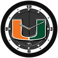 Miami Hurricanes 11.5'' Suntime Premium Glass Face Carbon Fiber Wall Clock