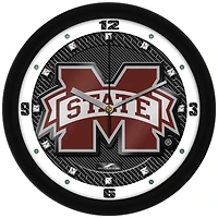 Mississippi State Bulldogs 11.5'' Suntime Premium Glass Face Carbon Fiber Wall Clock