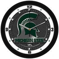 Michigan State Spartans 11.5'' Suntime Premium Glass Face Carbon Fiber Wall Clock