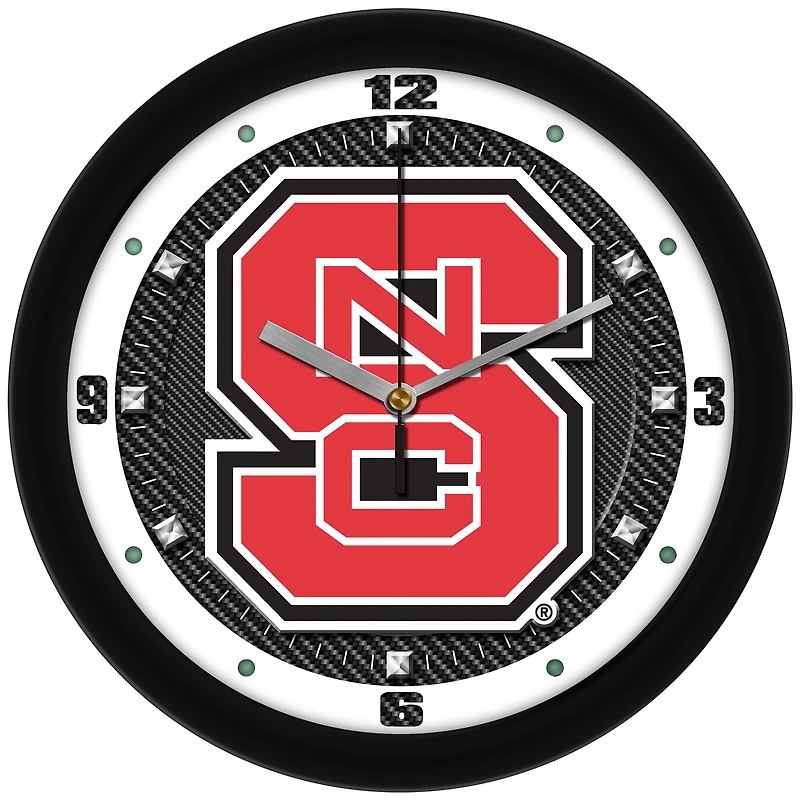 NC State Wolfpack 11.5'' Suntime Premium Glass Face Carbon Fiber Wall Clock