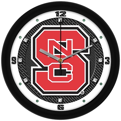 NC State Wolfpack 11.5'' Suntime Premium Glass Face Carbon Fiber Wall Clock