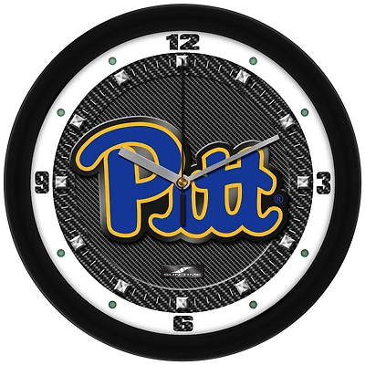 Pitt Panthers 11.5'' Suntime Premium Glass Face Carbon Fiber Wall Clock