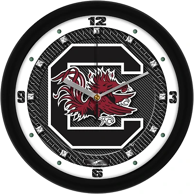 South Carolina Gamecocks 11.5'' Suntime Premium Glass Face Carbon Fiber Wall Clock