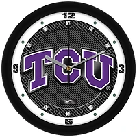 TCU Horned Frogs 11.5'' Suntime Premium Glass Face Carbon Fiber Wall Clock