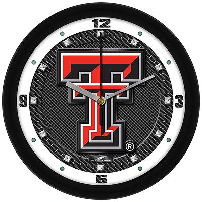 Texas Tech Red Raiders 11.5'' Suntime Premium Glass Face Carbon Fiber Wall Clock