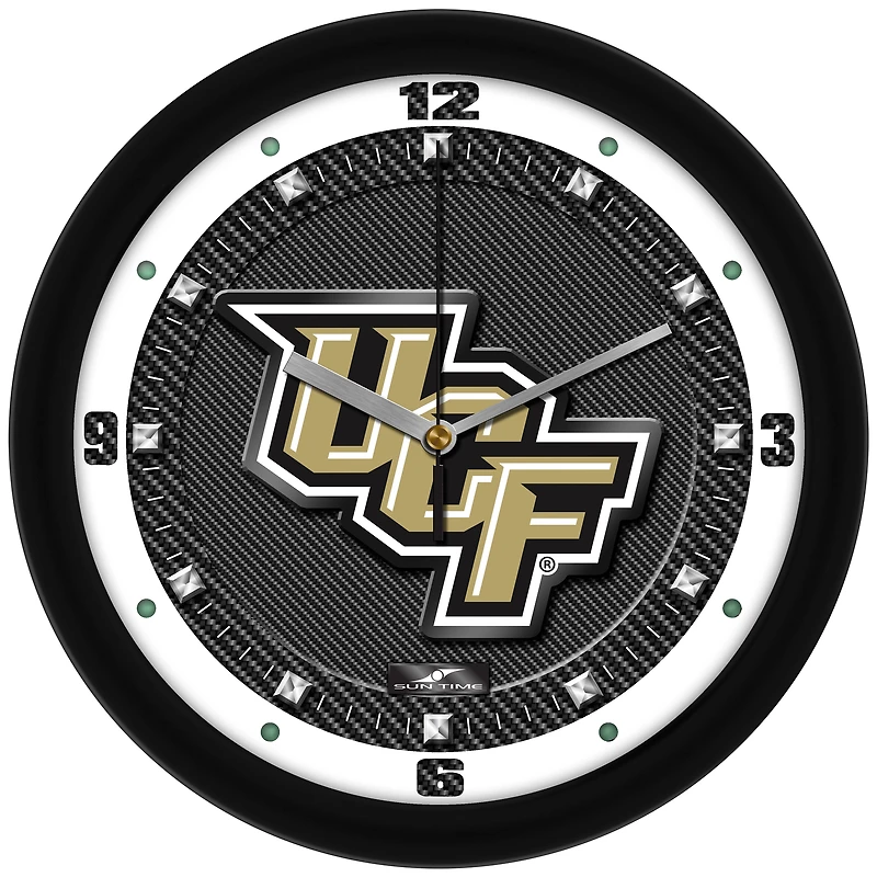 UCF Knights 11.5'' Suntime Premium Glass Face Carbon Fiber Wall Clock