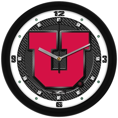 Utah Utes 11.5'' Suntime Premium Glass Face Carbon Fiber Wall Clock
