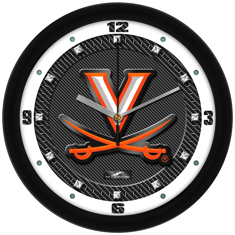Virginia Cavaliers 11.5'' Suntime Premium Glass Face Carbon Fiber Wall Clock
