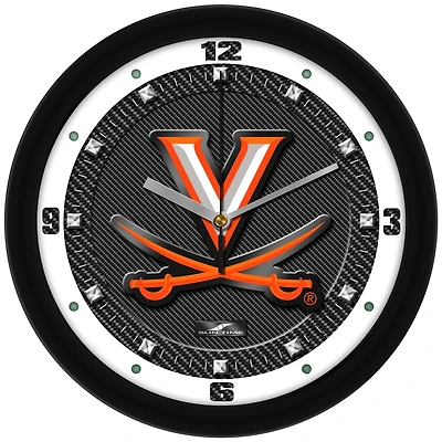 Virginia Cavaliers 11.5'' Suntime Premium Glass Face Carbon Fiber Wall Clock