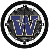 Washington Huskies 11.5'' Suntime Premium Glass Face Carbon Fiber Wall Clock