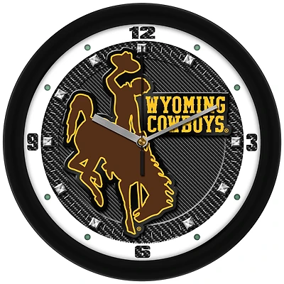 Wyoming Cowboys 11.5'' Suntime Premium Glass Face Carbon Fiber Wall Clock