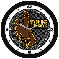 Wyoming Cowboys 11.5'' Suntime Premium Glass Face Carbon Fiber Wall Clock