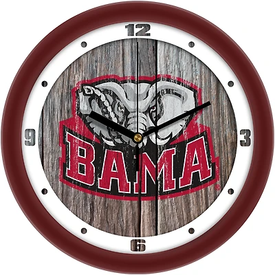 Alabama Crimson Tide 11.5'' Suntime Premium Glass Face Weathered Wood Wall Clock