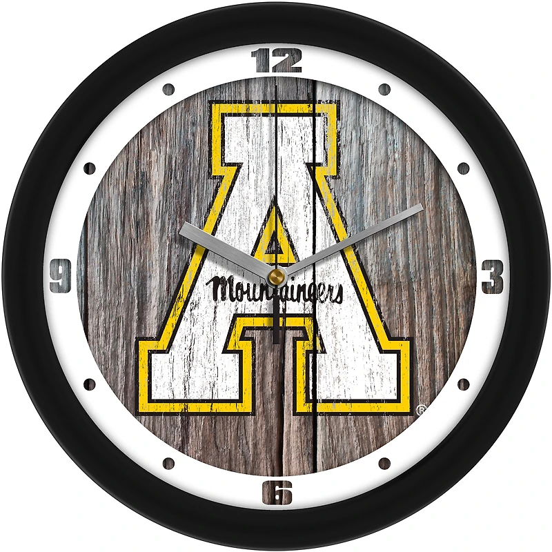 Appalachian State Mountaineers 11.5'' Suntime Premium Glass Face Weathered Wood Wall Clock