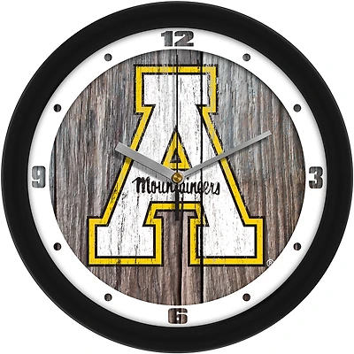 Appalachian State Mountaineers 11.5'' Suntime Premium Glass Face Weathered Wood Wall Clock