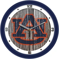 Auburn Tigers 11.5'' Suntime Premium Glass Face Weathered Wood Wall Clock