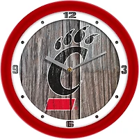 Cincinnati Bearcats 11.5'' Suntime Premium Glass Face Weathered Wood Wall Clock