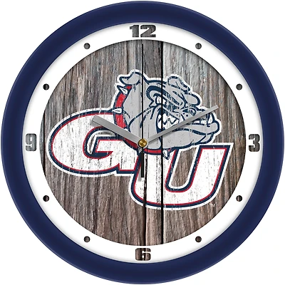 Gonzaga Bulldogs 11.5'' Suntime Premium Glass Face Weathered Wood Wall Clock