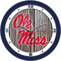 Ole Miss Rebels 11.5'' Suntime Premium Glass Face Weathered Wood Wall Clock