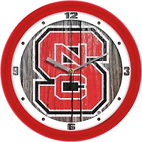 NC State Wolfpack 11.5'' Suntime Premium Glass Face Weathered Wood Wall Clock