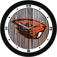 Oregon State Beavers 11.5'' Suntime Premium Glass Face Weathered Wood Wall Clock