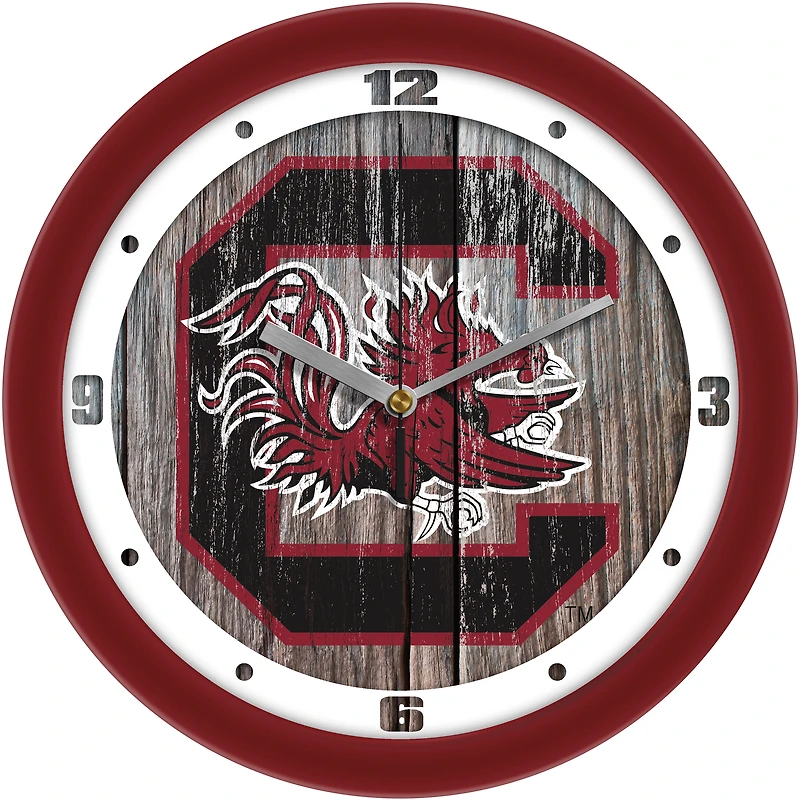 South Carolina Gamecocks 11.5'' Suntime Premium Glass Face Weathered Wood Wall Clock