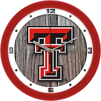 Texas Tech Red Raiders 11.5'' Suntime Premium Glass Face Weathered Wood Wall Clock