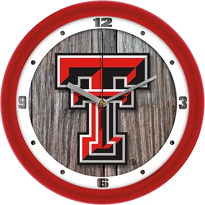Texas Tech Red Raiders 11.5'' Suntime Premium Glass Face Weathered Wood Wall Clock