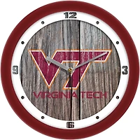 Virginia Tech Hokies 11.5'' Suntime Premium Glass Face Weathered Wood Wall Clock