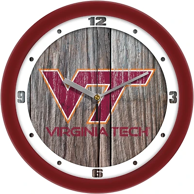 Virginia Tech Hokies 11.5'' Suntime Premium Glass Face Weathered Wood Wall Clock