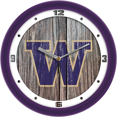 Washington Huskies 11.5'' Suntime Premium Glass Face Weathered Wood Wall Clock